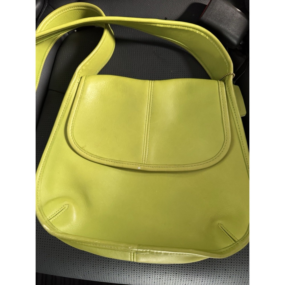 Rare Vintage Coach 9034 Flap Ergo Leather Shoulder Bag Kiwi Green